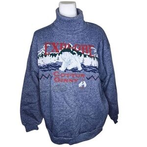 Vintage Polar Bear Explore Turtleneck Sweater by Cotton Ginny in Grey